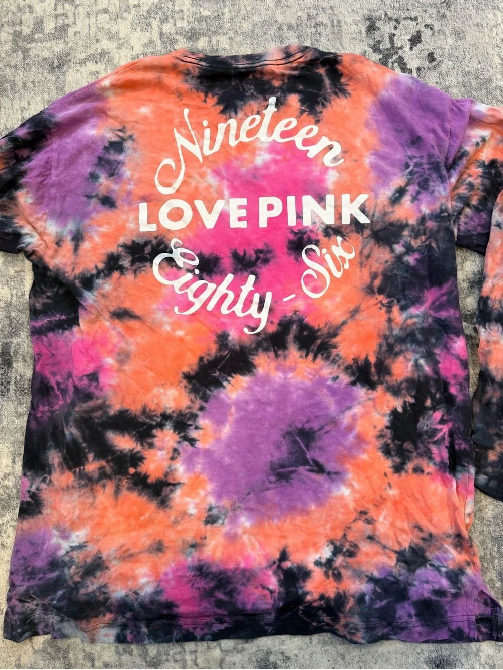 Victoria's Secret PINK Tie-Dye Long Sleeve Pocket Tee in Pink, Orange & Purple - Picture 4 of 4